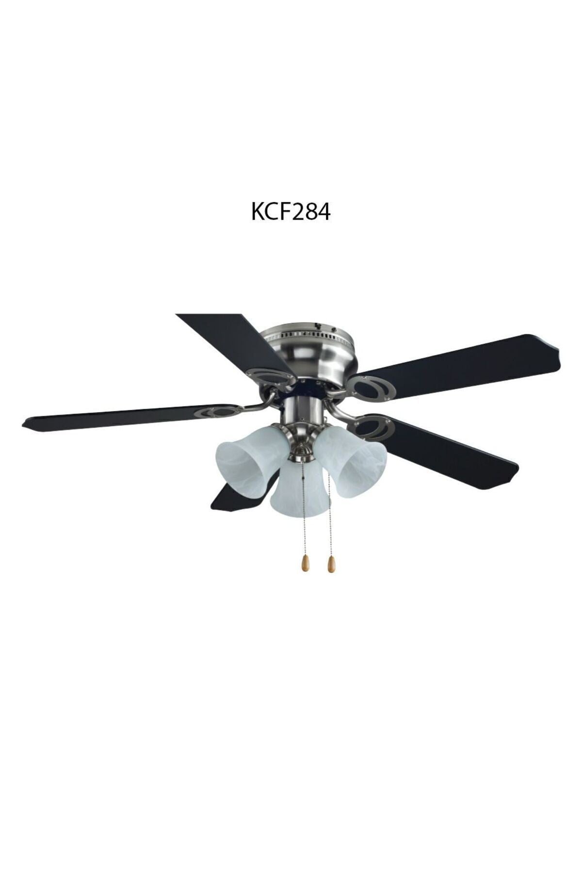 KCF-284 108 CM ÇAP 3 AMPULLÜ ZİNCİRLİ AVİZELİ VANTİLATÖR 5 KANATLI BÜYÜK TİP