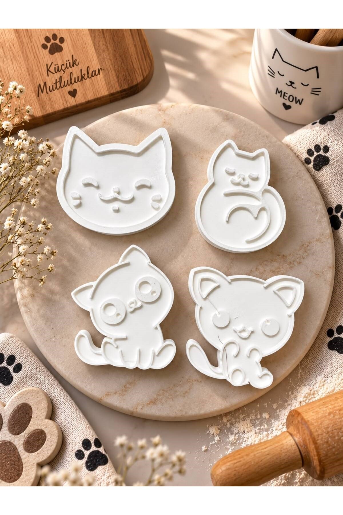 Kedi Kurabiye Kalıbı 4' Lü Set
