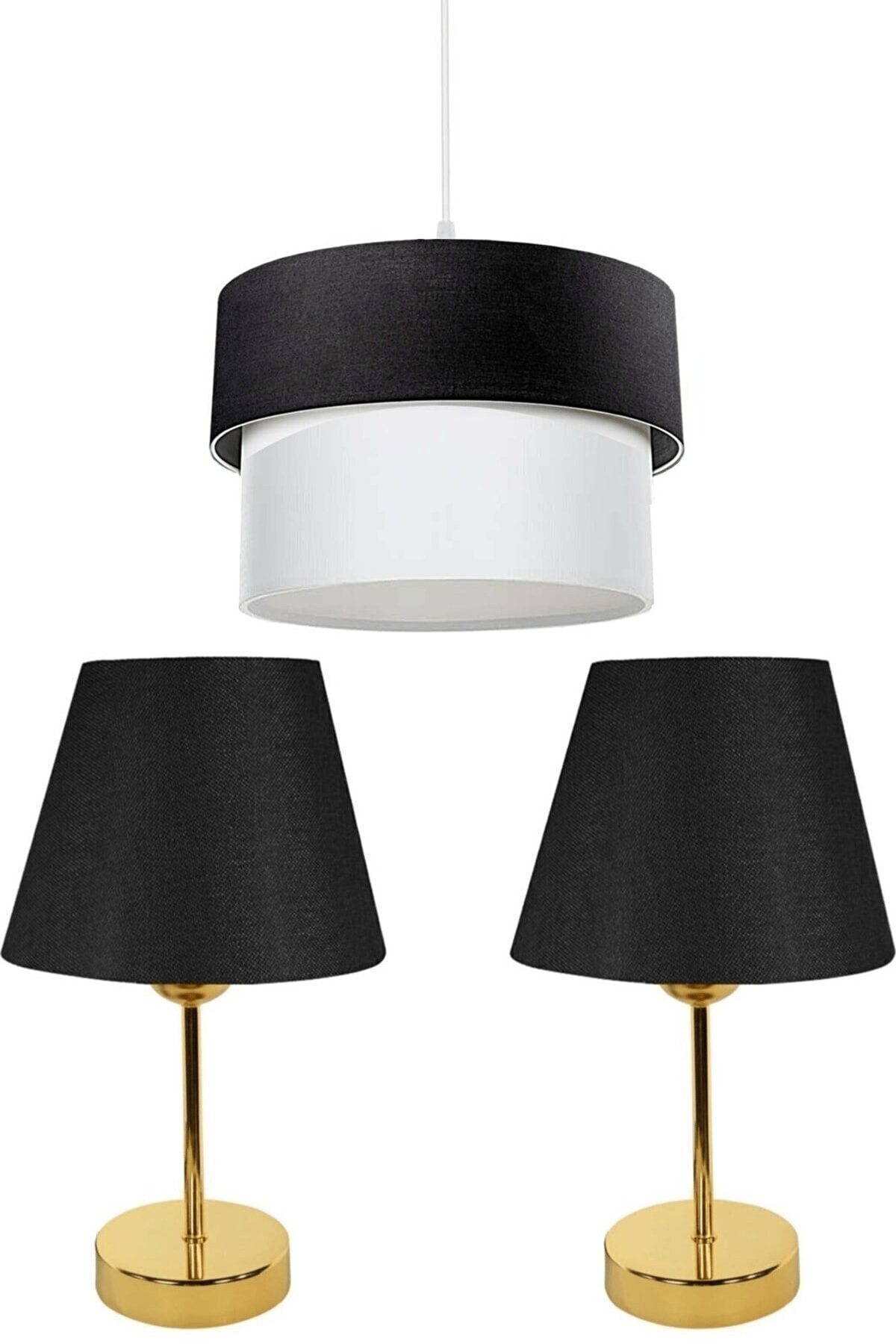 3 Lü Set Avize Ve Komodin Üstü Abajur