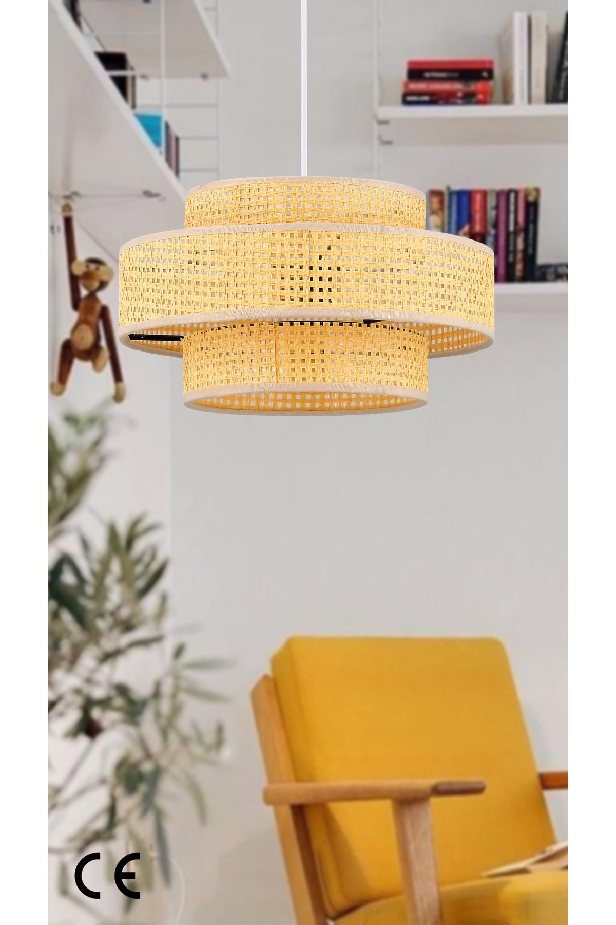 Doğal Hazeran Rattan 3 Katlı Pasta Sarkıt Avize Çocuk Odası Yatak Odası Salon Mutfak Hol