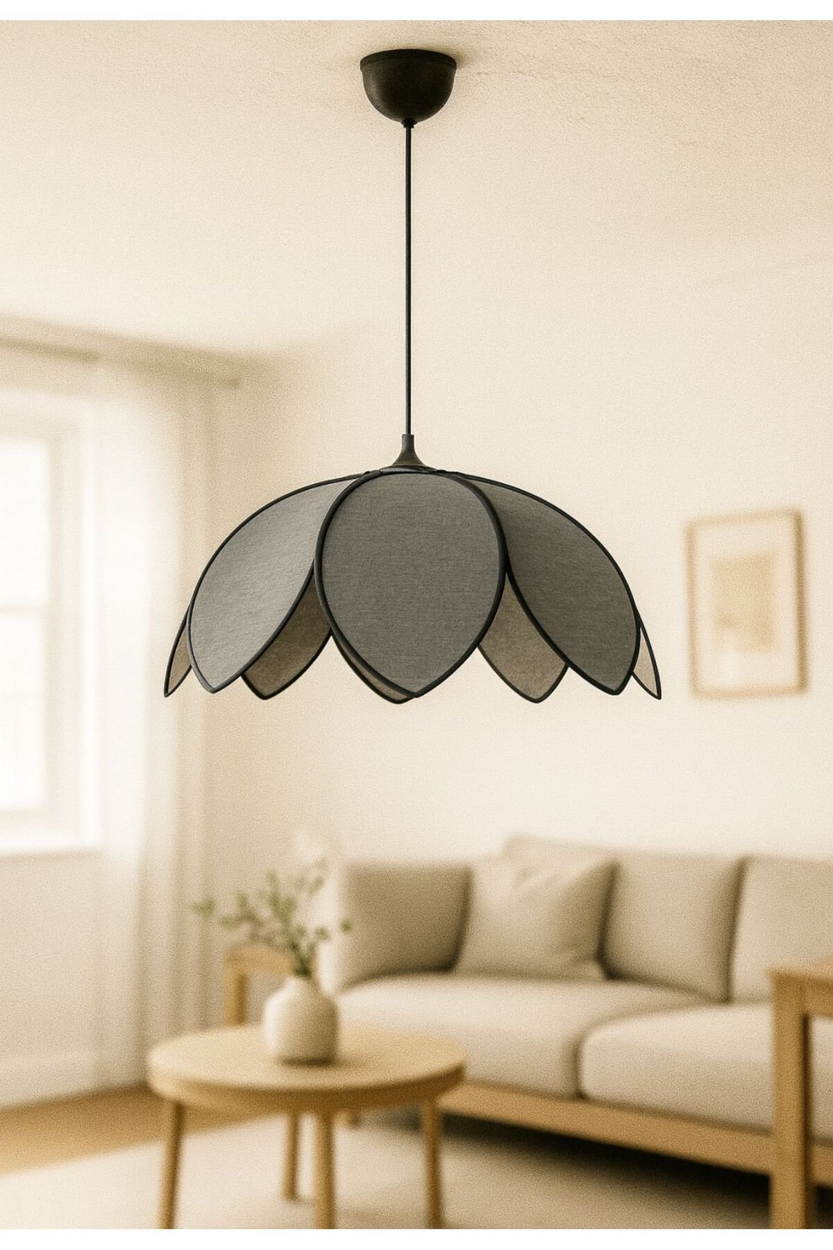 Modern Tasarım Çiçek Sarkıt Avize Kumaş Boheme Salon Oturma Odası Mutfak Avizesi