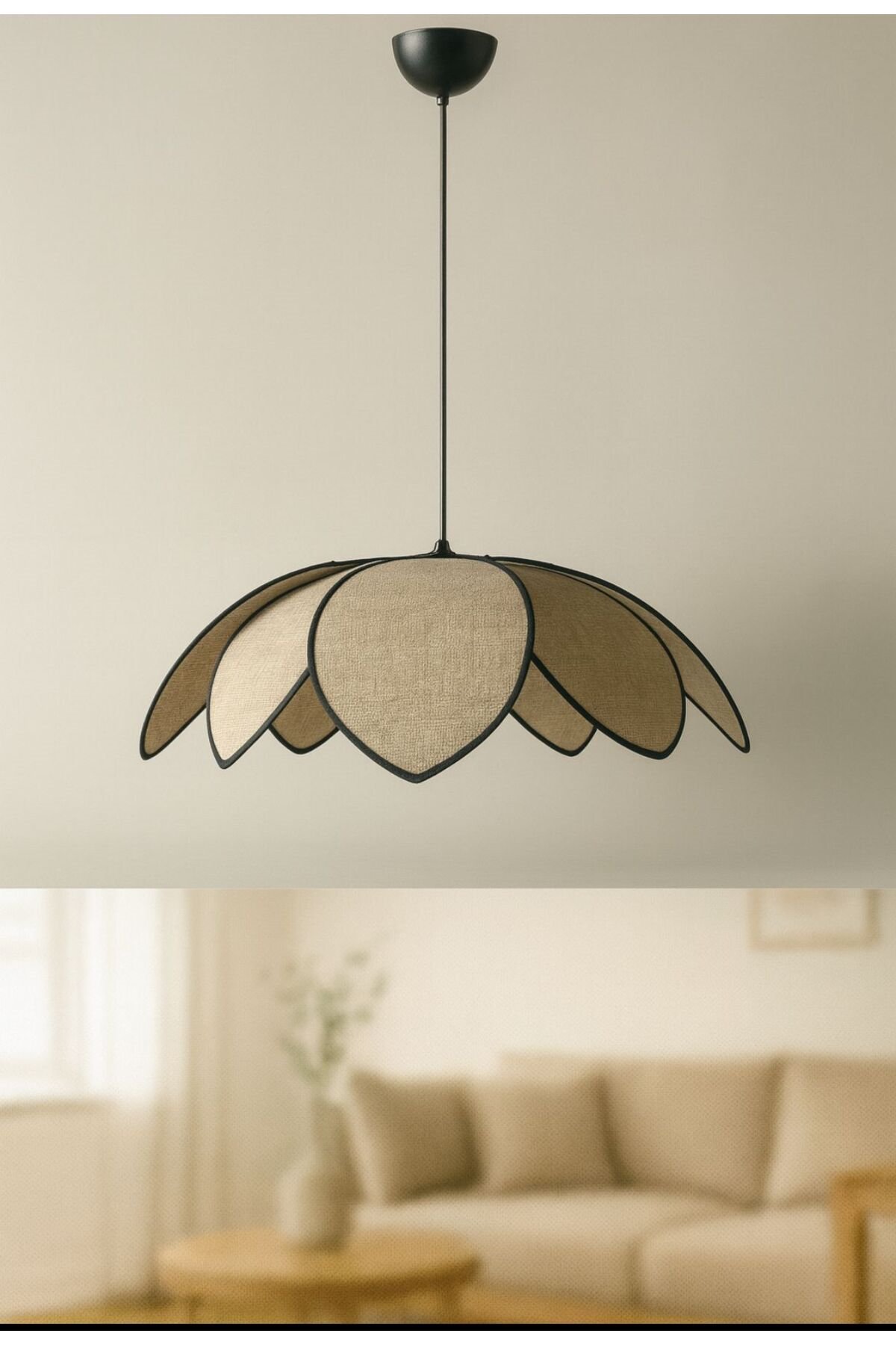 Modern Tasarım Çiçek Sarkıt Avize Kumaş Boheme Salon Oturma Odası Mutfak Avizesi