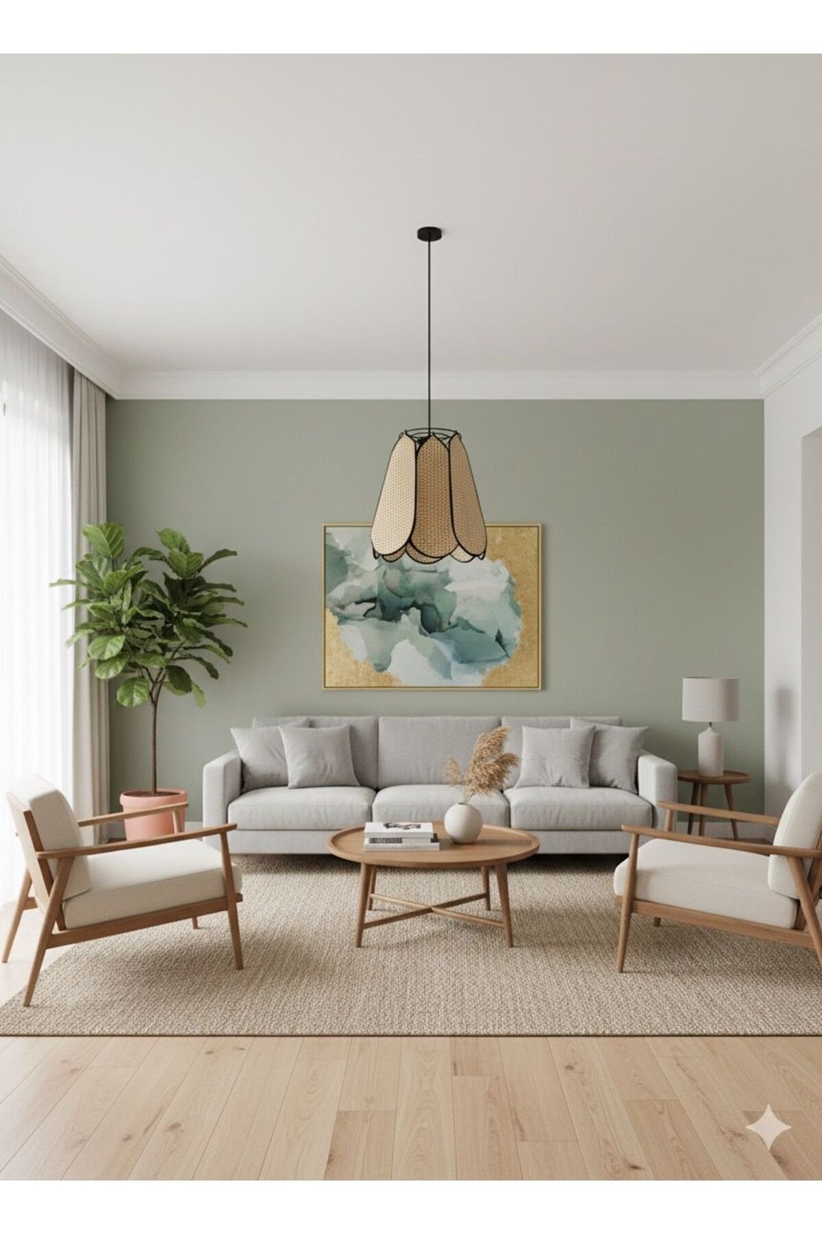 Modern Tasarım Çiçek Sarkıt Avize Kumaş Boheme Salon Oturma Odası Mutfak Avizesi