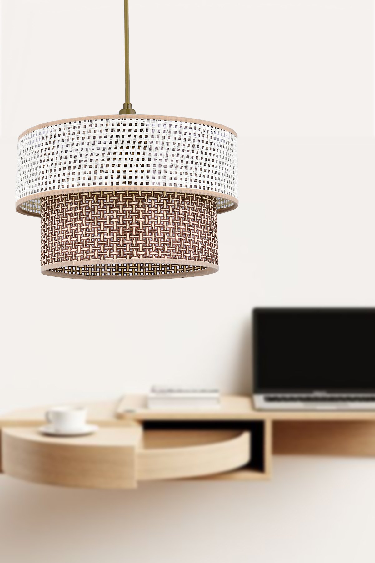 Rattan 2 Katlı Pasta Sarkıt Avize Çocuk Odası Yatak Odası Salon Mutfak Hol