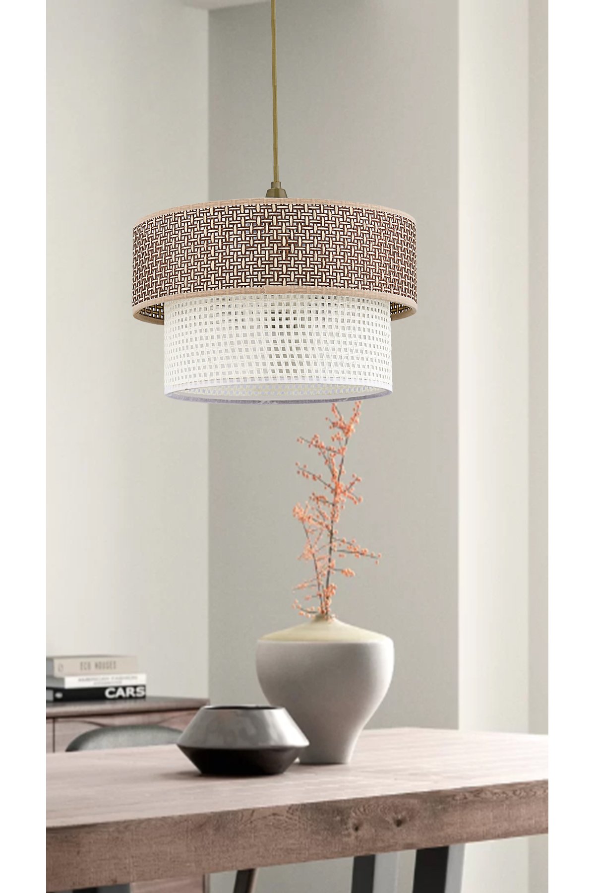 Rattan 2 Katlı Pasta Sarkıt Avize Çocuk Odası Yatak Odası Salon Mutfak Hol
