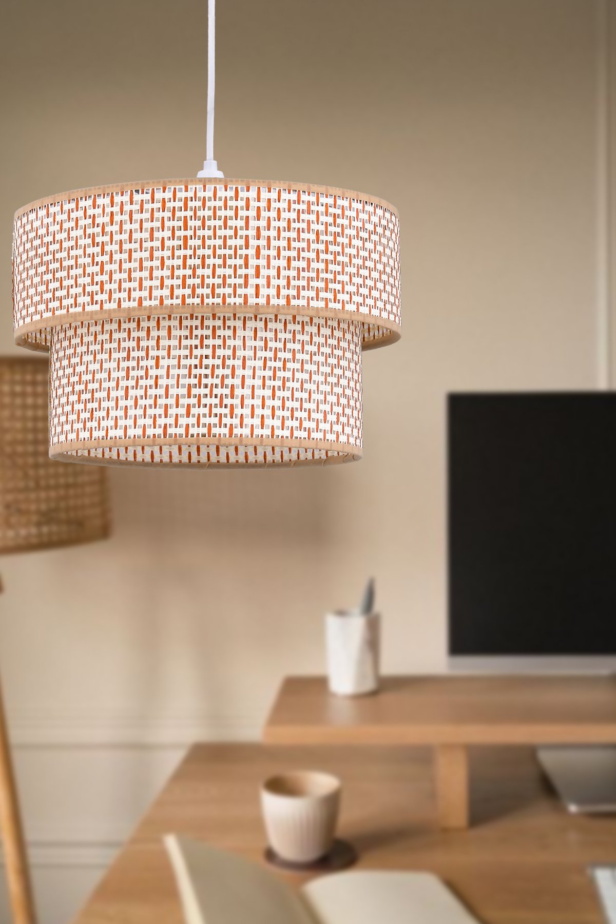 Rattan 2 Katlı Pasta Sarkıt Avize Çocuk Odası Yatak Odası Salon Mutfak Hol