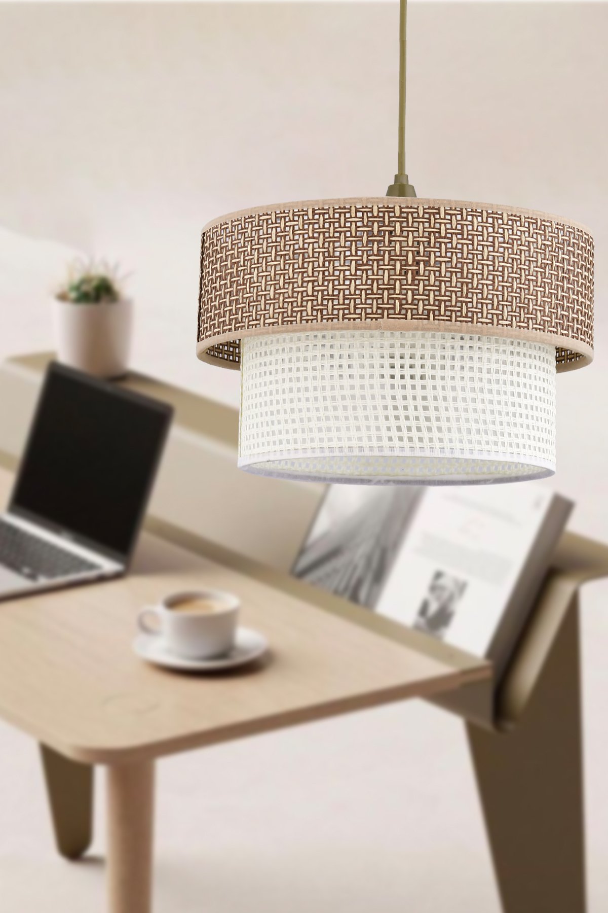 Rattan 2 Katlı Pasta Sarkıt Avize Çocuk Odası Yatak Odası Salon Mutfak Hol