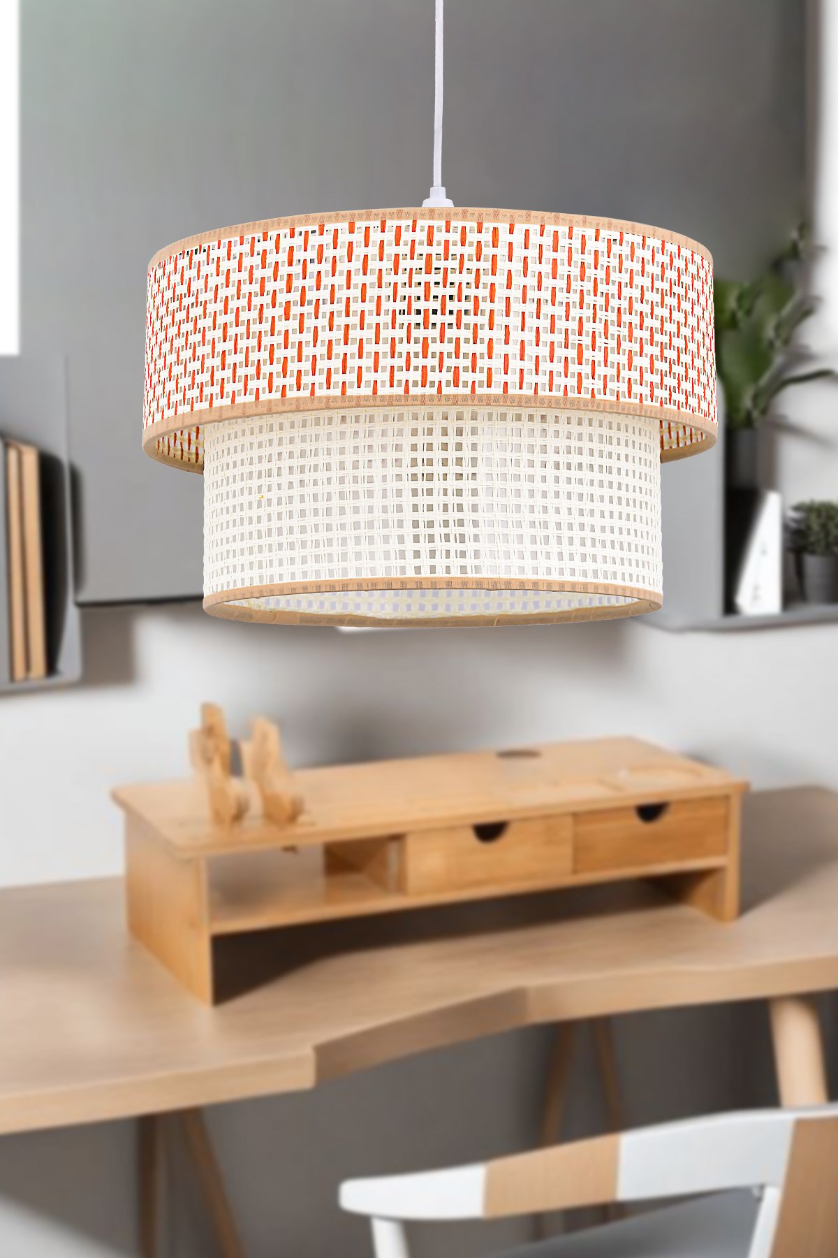 Rattan 2 Katlı Pasta Sarkıt Avize Çocuk Odası Yatak Odası Salon Mutfak Hol