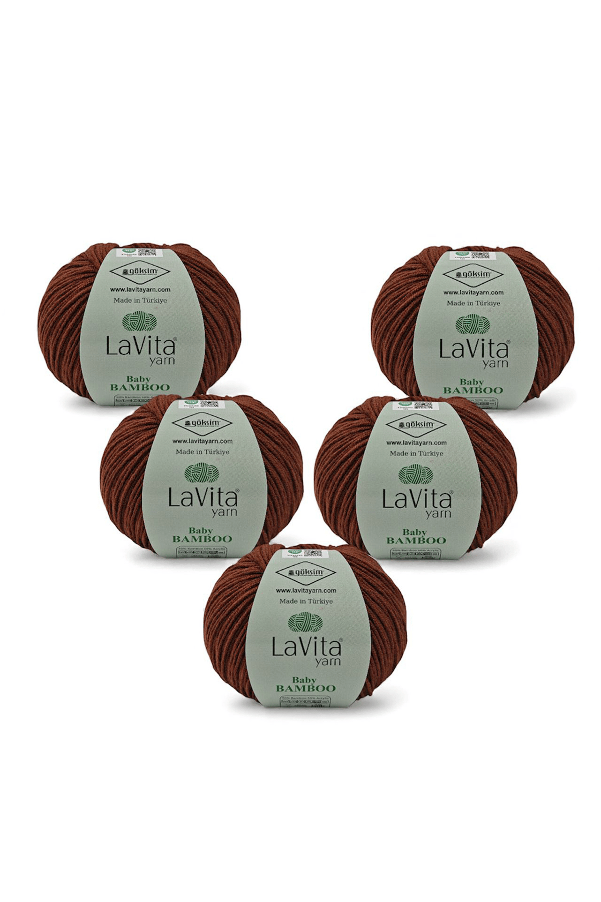 Baby Bamboo El Örgü İpi %50 Bambu %50 Akrilik 250gr 5 ADET (7230 KAHVE)