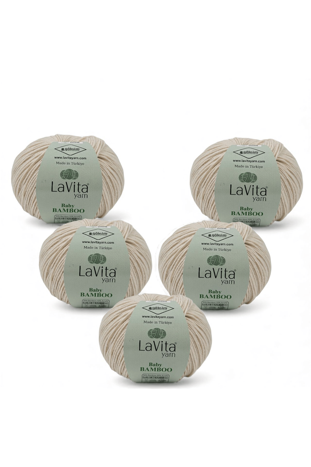 Baby Bamboo El Örgü İpi %50 Bambu %50 Akrilik 250gr 5 ADET (1066 KREM)