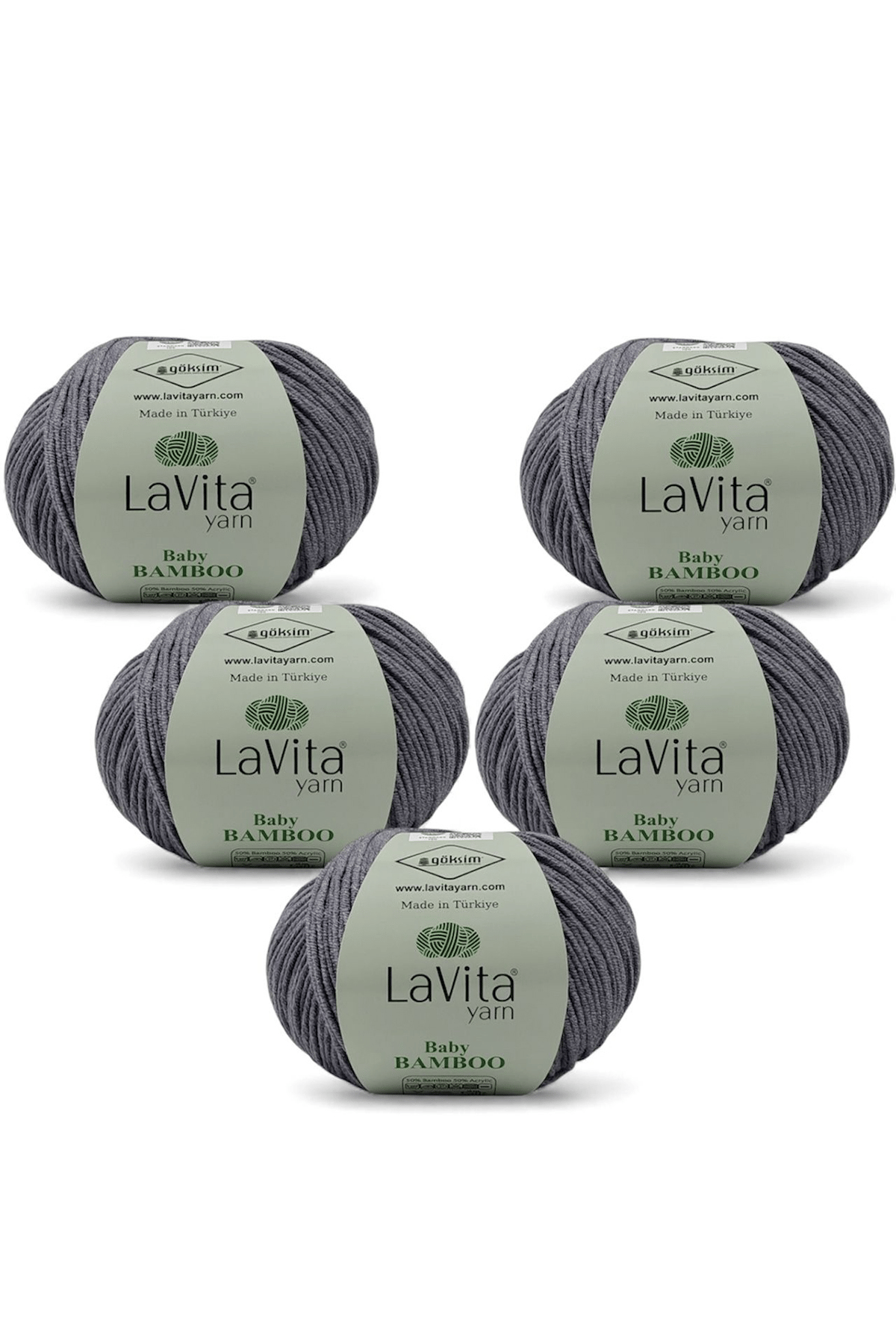 Baby Bamboo El Örgü İpi %50 Bambu %50 Akrilik 250gr 5 ADET (6043 KOYU GRİ)