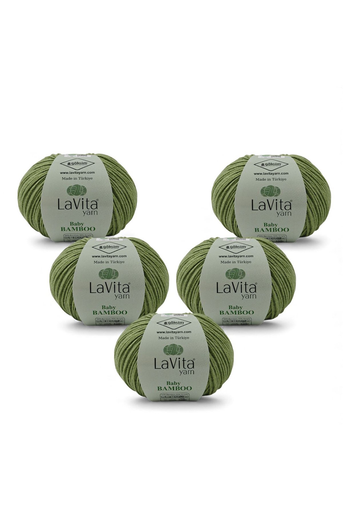 Baby Bamboo El Örgü İpi %50 Bambu %50 Akrilik 250gr 5 ADET (8163 AÇIK ÇİMEN)