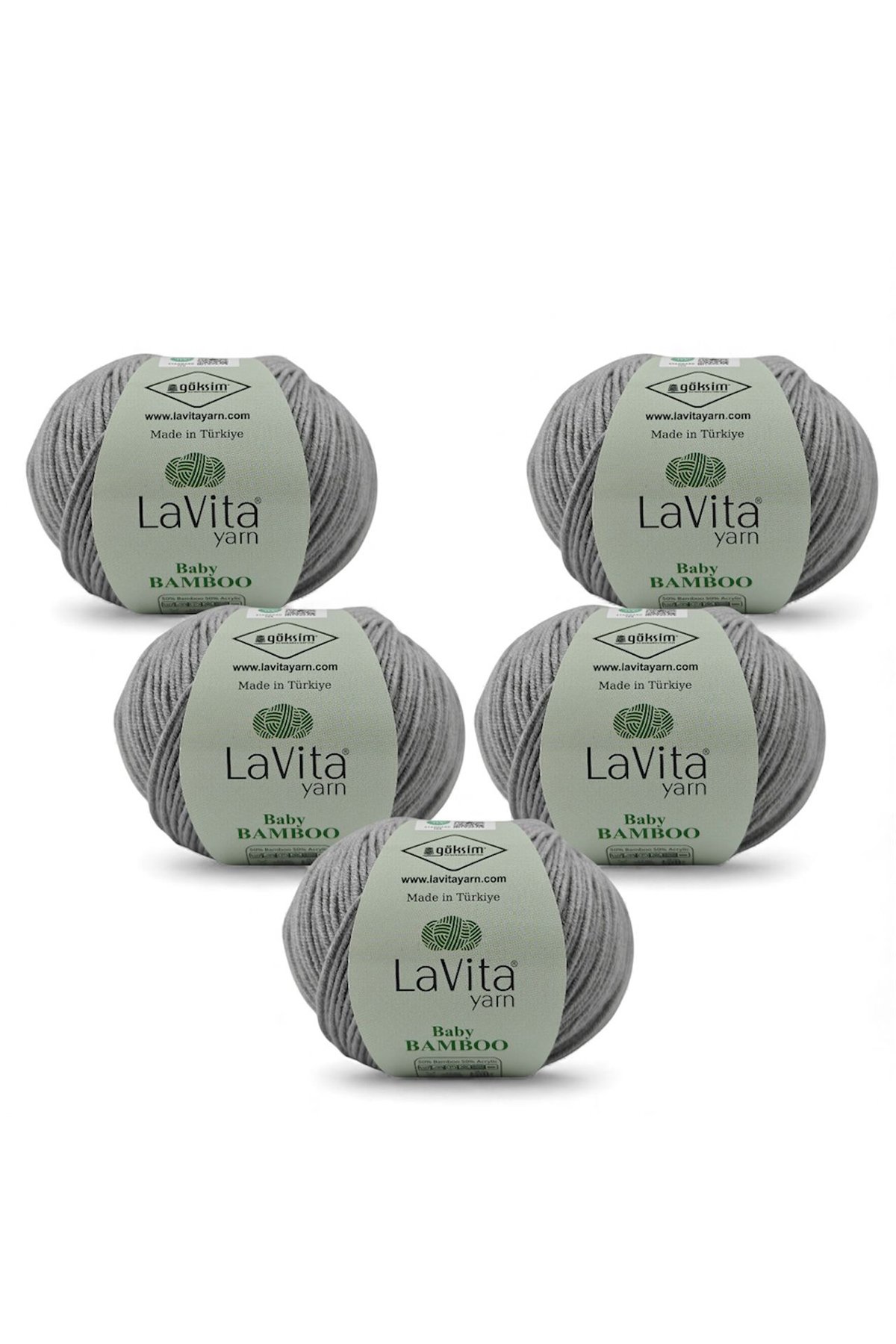 Baby Bamboo El Örgü İpi %50 Bambu %50 Akrilik 250gr 5 ADET (6041 GRİ)