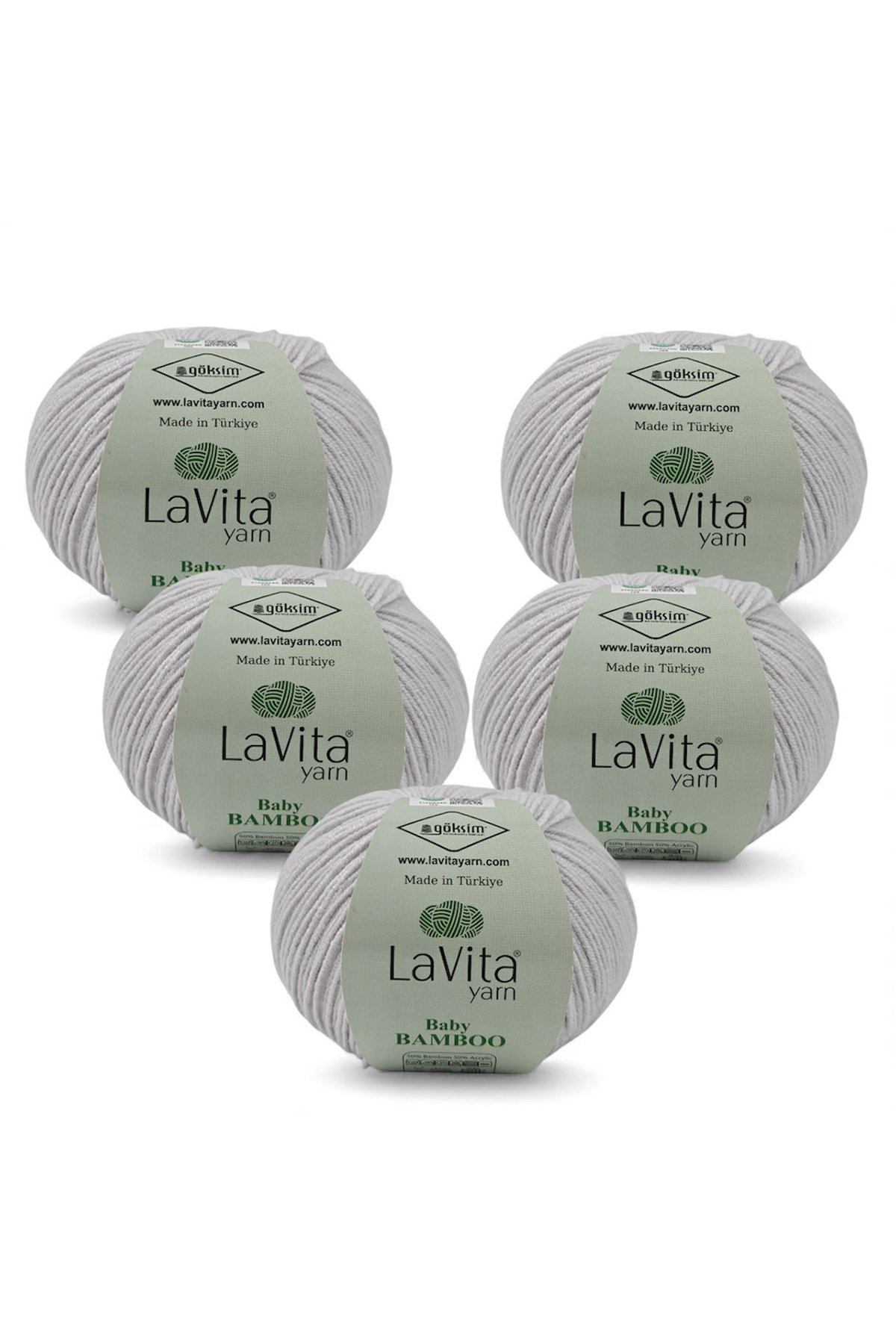 Baby Bamboo El Örgü İpi %50 Bambu %50 Akrilik 250gr 5 ADET (6040 AÇIK GRİ)
