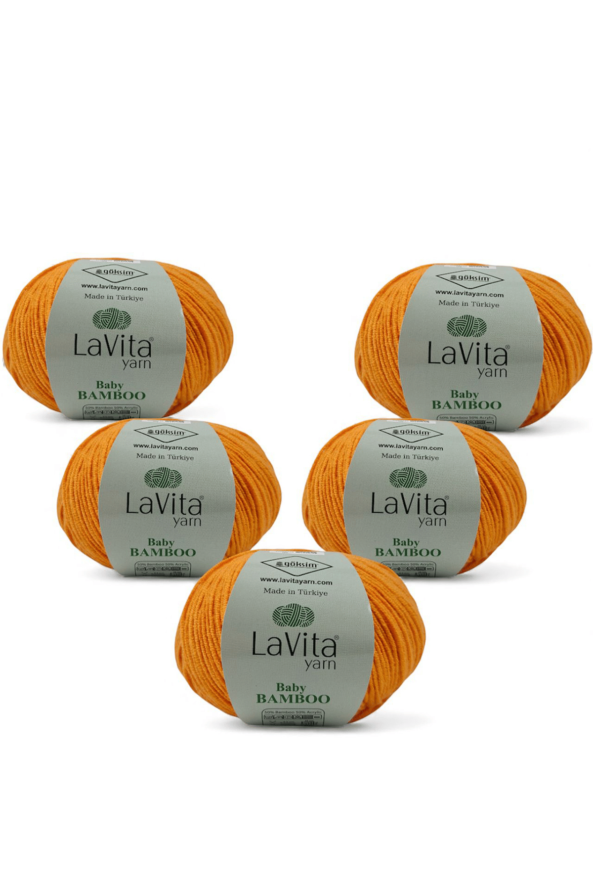 Baby Bamboo El Örgü İpi %50 Bambu %50 Akrilik 250gr 5 ADET (2033 PORTAKAL)