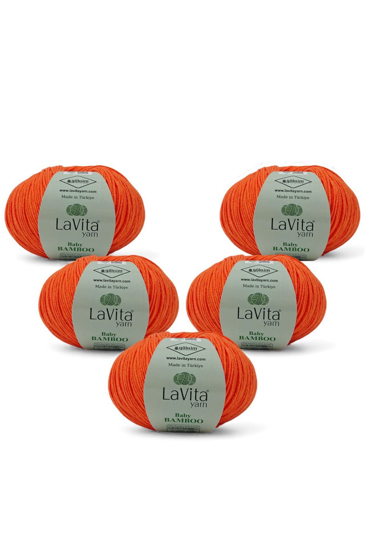 Baby Bamboo El Örgü İpi %50 Bambu %50 Akrilik 250gr 5 ADET (2327 TURUNCU)