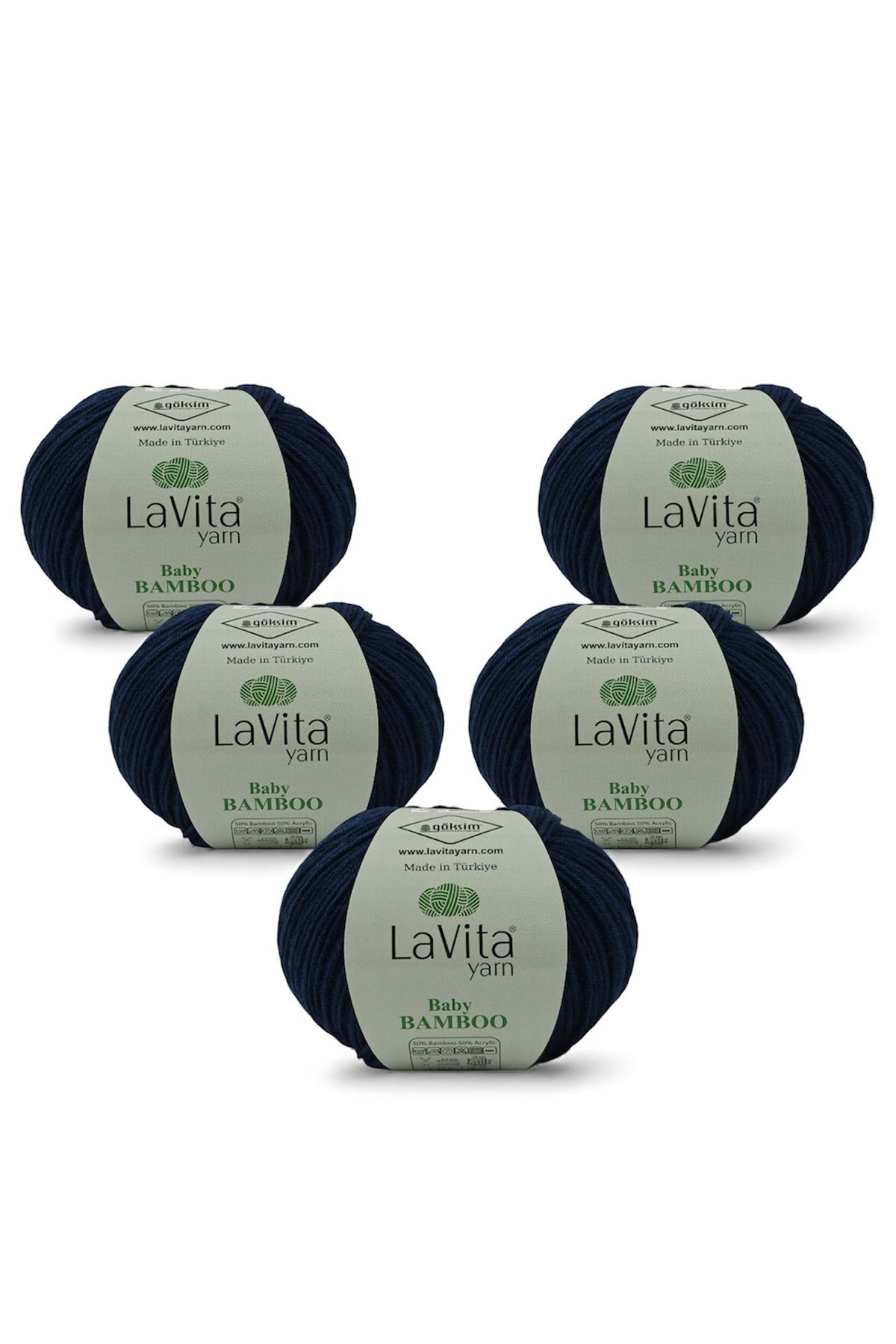 Baby Bamboo El Örgü İpi %50 Bambu %50 Akrilik 250gr 5 ADET (5321 LACİVERT)