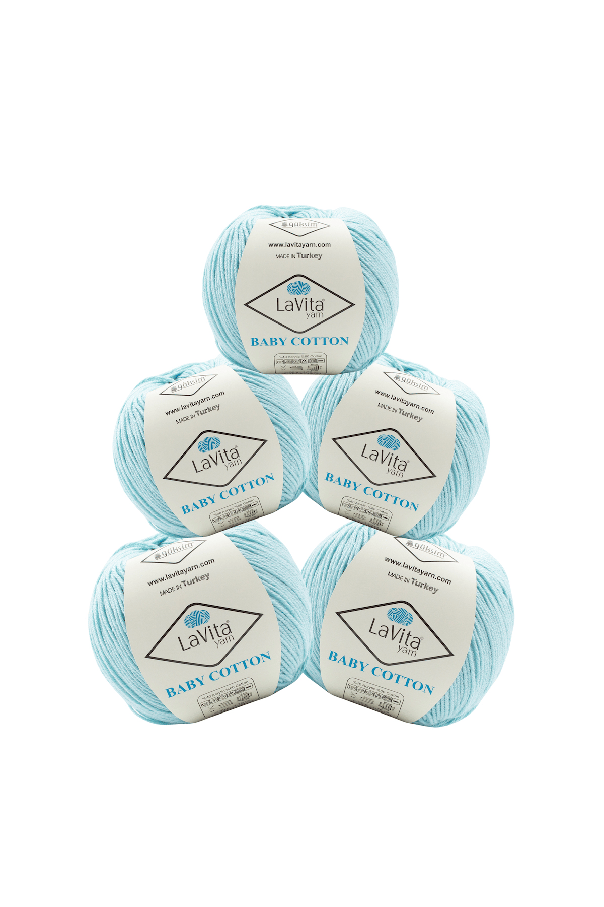 Baby Cotton Amigurumi Ve El Örgü İpi %40 Akrilik %60 Cotton 250gr 5 ADET (5002 AÇIK MAVİ)