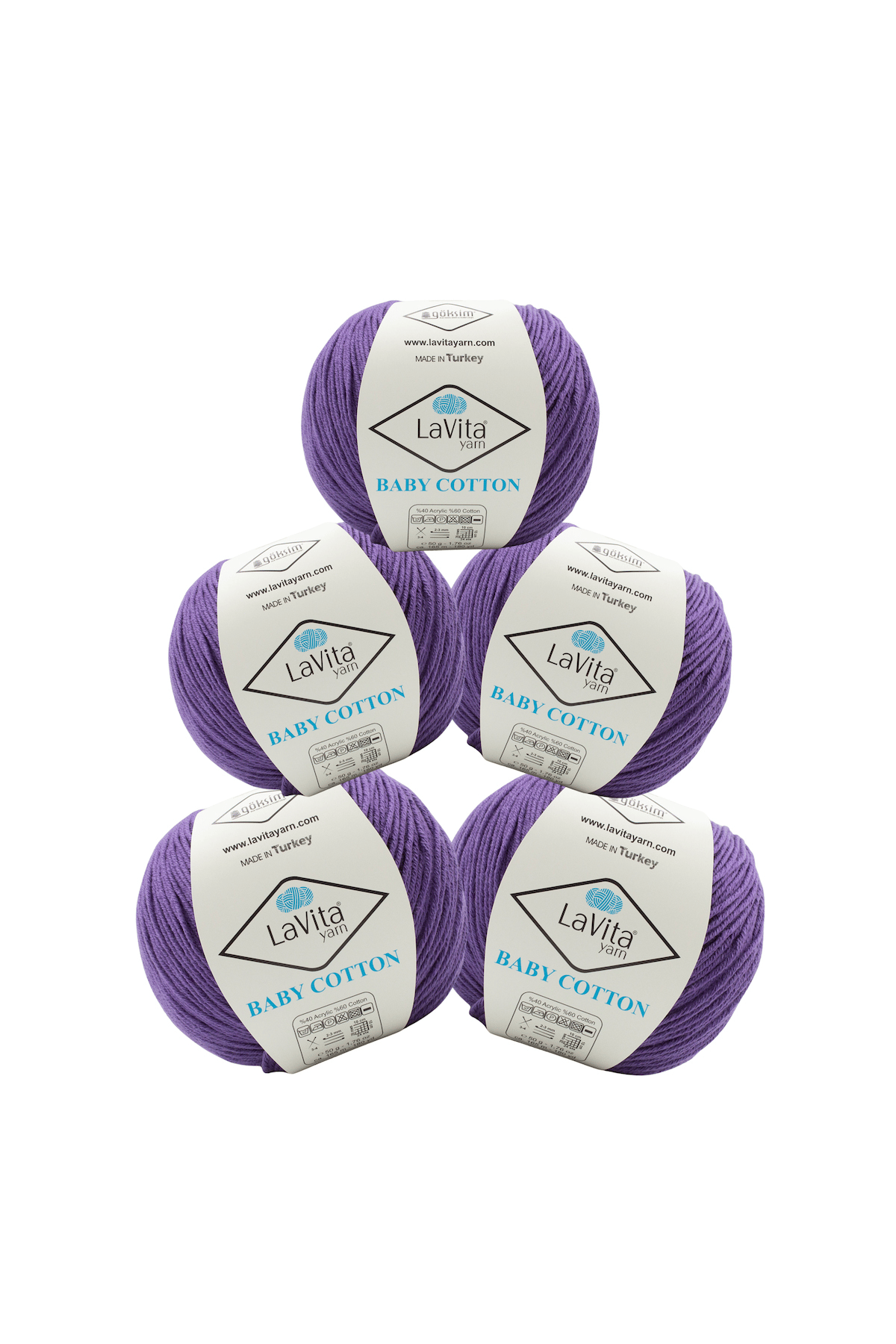 Baby Cotton Amigurumi Ve El Örgü İpi %40 Akrilik %60 Cotton 250gr 5 ADET (5107 LAVANTA MOR)