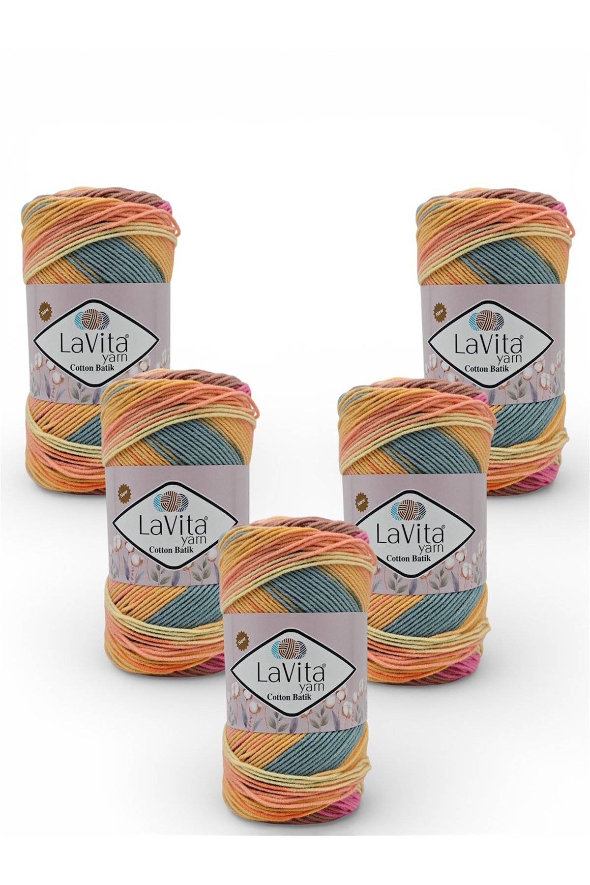 Cotton Batik El Örgü İpi %60 Pamuk %40 Akrilik 500gr 5 ADET (CB22 KARANFİL)