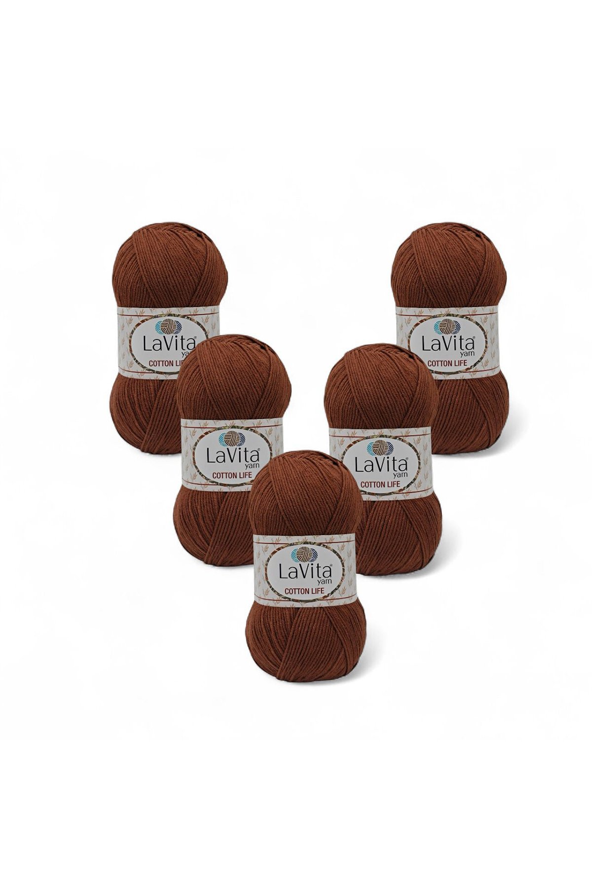 Cotton Life El Örgü İpi %50 Pamuk %50 Akrilik 500gr 5 ADET (7230 KAHVE)