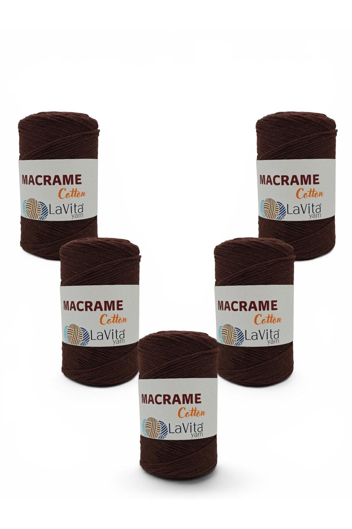 LaVita Macrame Cotton El Örgü İpi %100 Polyester 1 KİLOGRAM 4 ADET (11 AÇIK KAHVE)