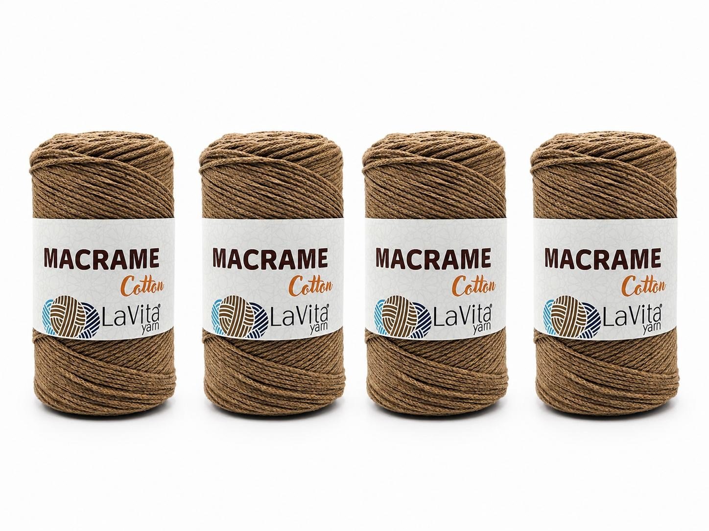 LaVita Macrame Cotton El Örgü İpi %100 Pamuk 1 KİLOGRAM 4 ADET (5 HARDAL)
