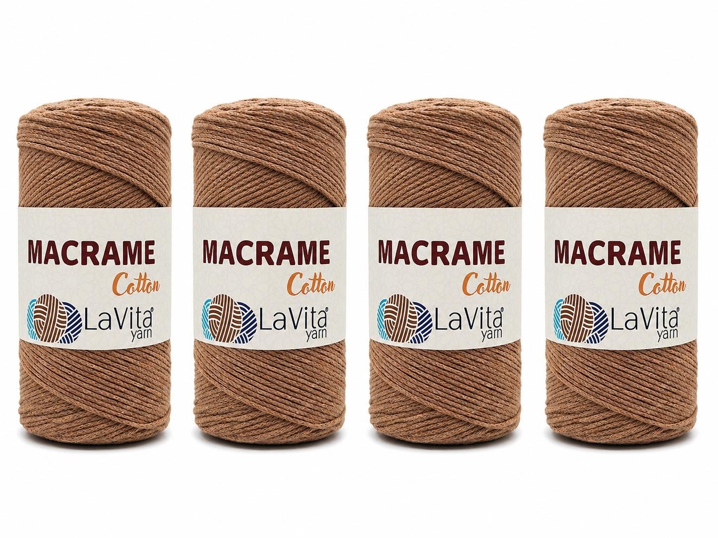 LaVita Macrame Cotton El Örgü İpi %100 Pamuk 1 KİLOGRAM 4 ADET (35 AÇIK SOĞAN)