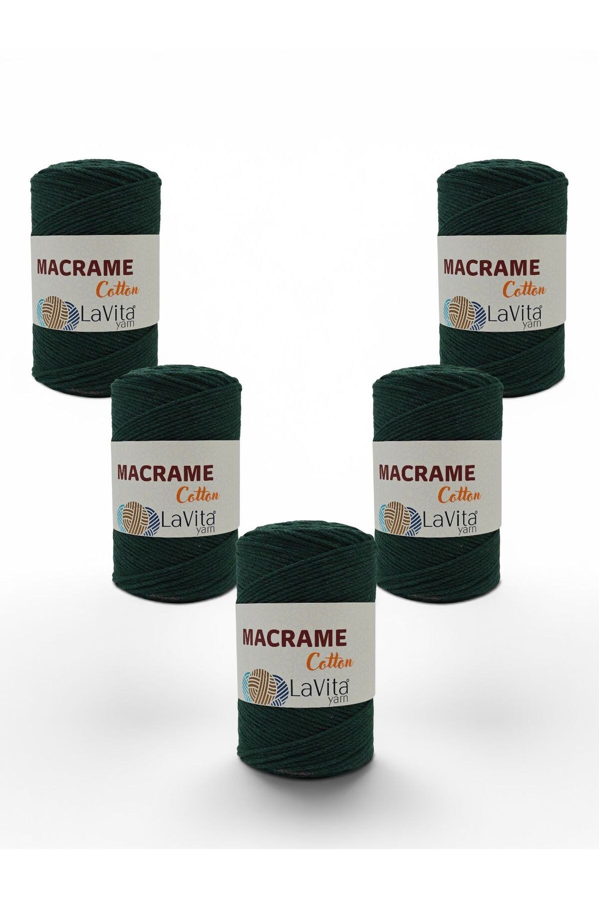 LaVita Macrame Cotton El Örgü İpi %100 Polyester 1 KİLOGRAM 4 ADET (15 NEFTİ YEŞİL)