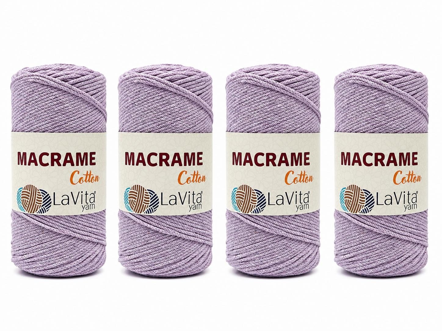 LaVita Macrame Cotton El Örgü İpi %100 Pamuk 1 KİLOGRAM 4 ADET (28 LİLA)