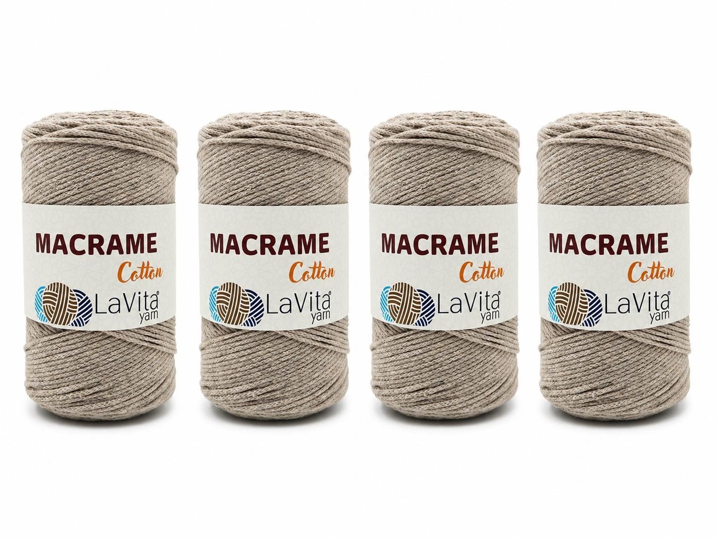 LaVita Macrame Cotton El Örgü İpi %100 Pamuk 1 KİLOGRAM 4 ADET (36 H.BEJ)
