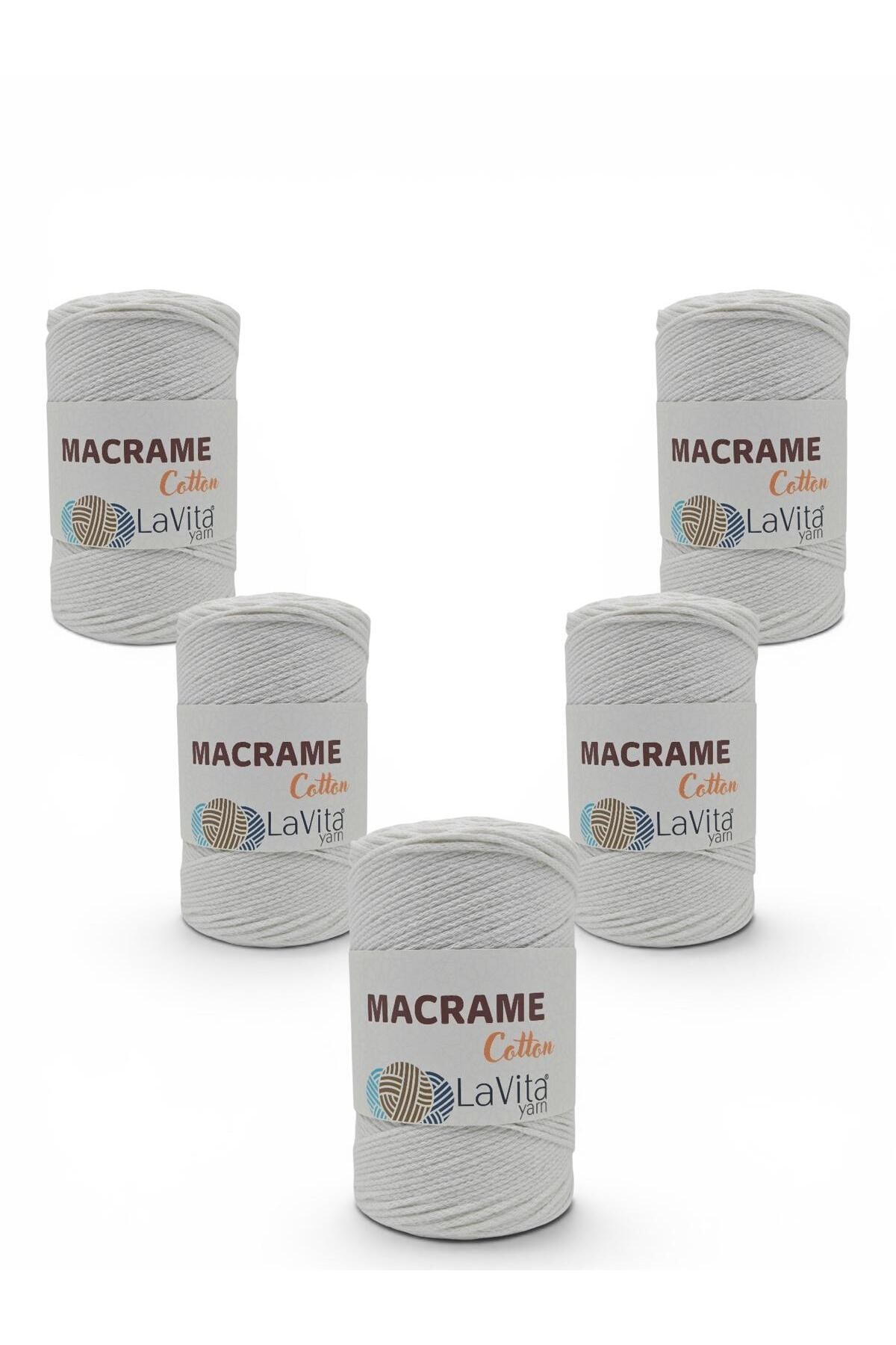 LaVita Macrame Cotton El Örgü İpi %100 Polyester 1 KİLOGRAM 4 ADET (1 EKRU)