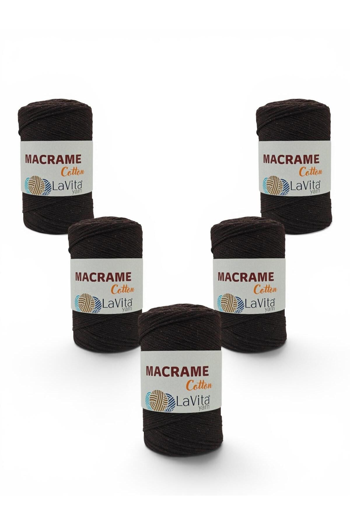 LaVita Macrame Cotton El Örgü İpi %100 Polyester 1 KİLOGRAM 4 ADET (12 KOYU KAHVE)