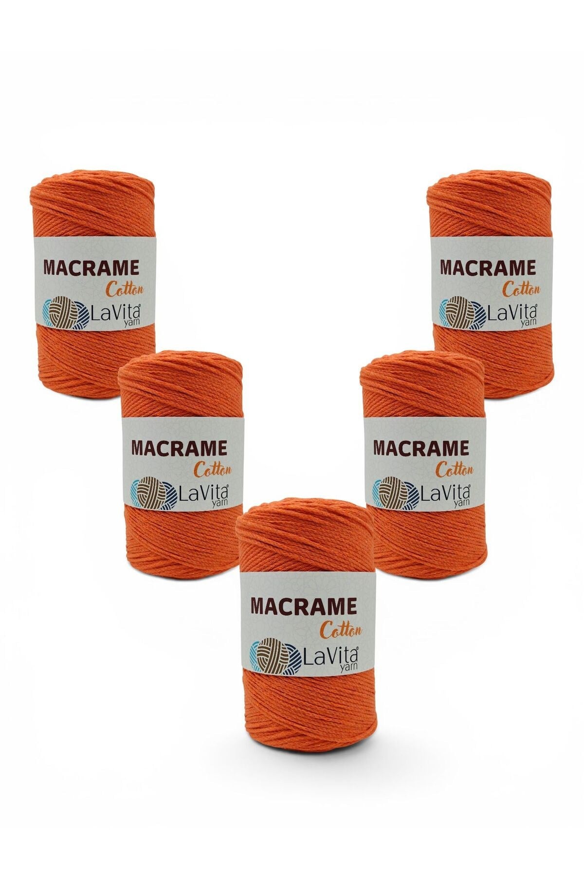 LaVita Macrame Cotton El Örgü İpi %100 Polyester 1 KİLOGRAM 4 ADET (7 ORANJ)