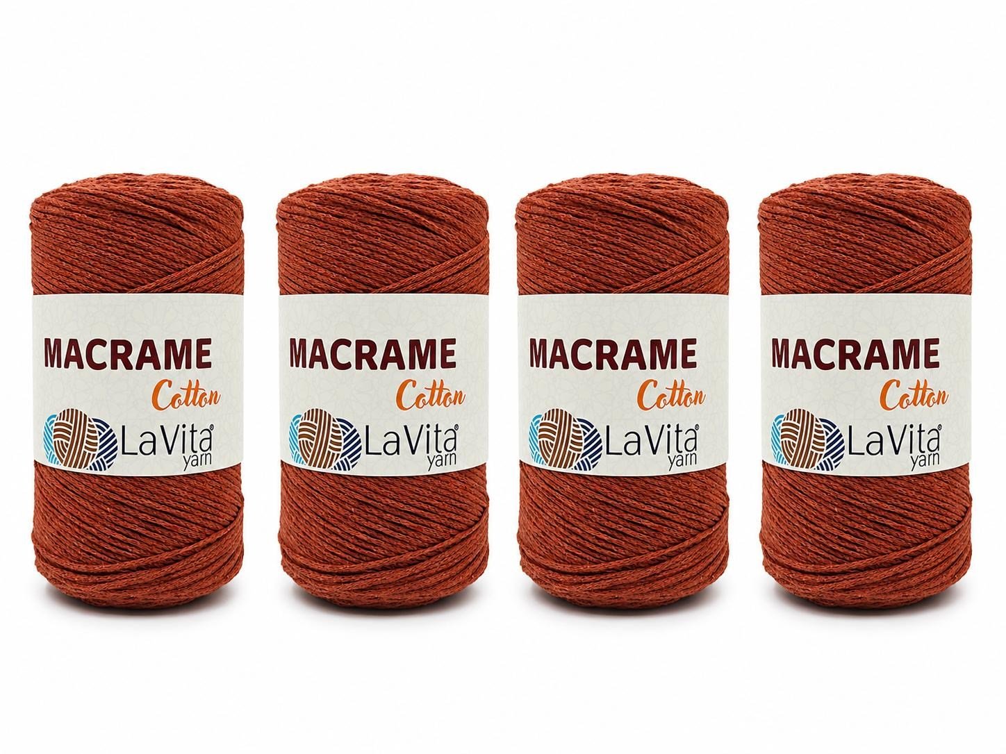 LaVita Macrame Cotton El Örgü İpi %100 Pamuk 1 KİLOGRAM 4 ADET (6 KİREMİT)