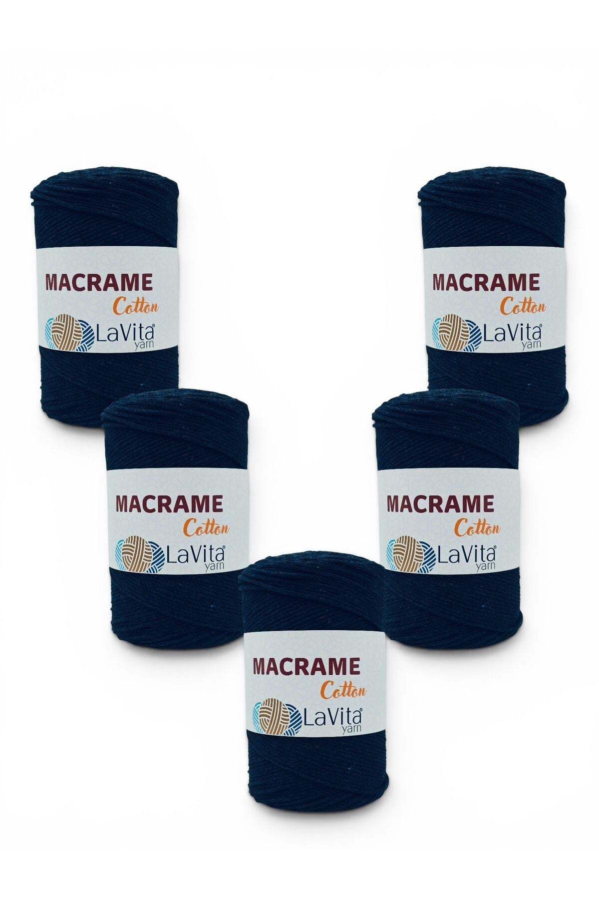 LaVita Macrame Cotton El Örgü İpi %100 Polyester 1 KİLOGRAM 4 ADET (30 LACİVERT)