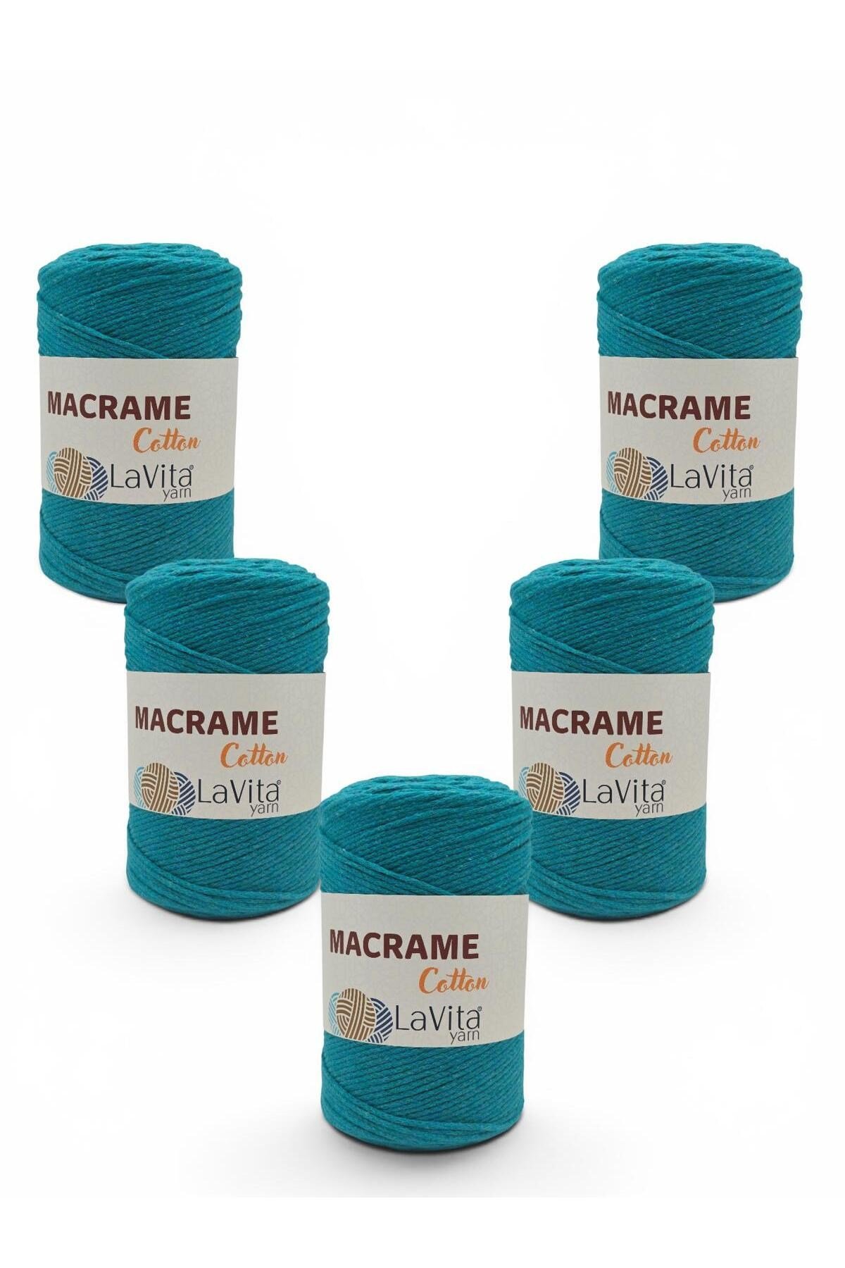 LaVita Macrame Cotton El Örgü İpi %100 Polyester 1 KİLOGRAM 4 ADET (23 TURKUAZ)