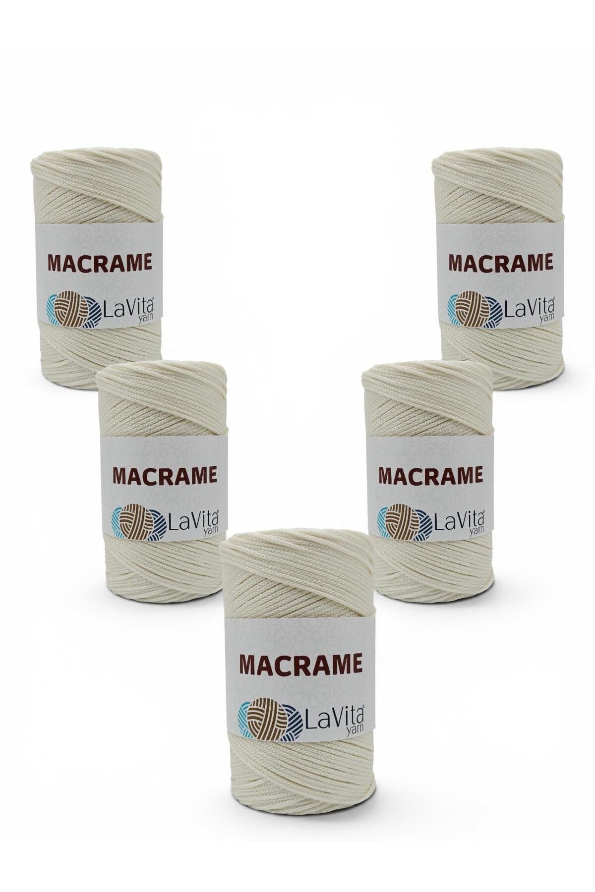 LaVita Macrame El Örgü İpi %100 Polyester 1 KİLOGRAM 5 ADET (275 KREM)