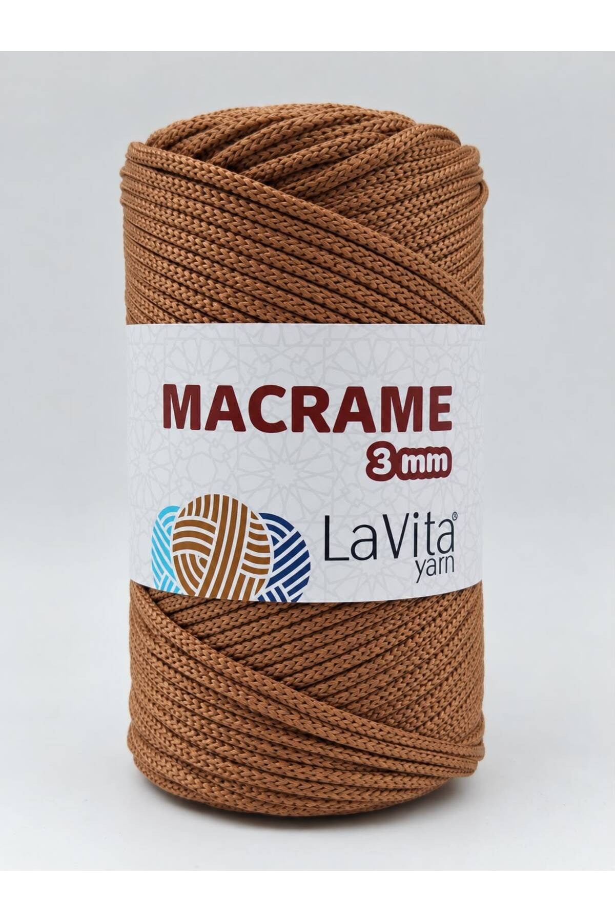 LaVita Macrame El Örgü İpi %100 Polyester 3MM 250gr (200 KAHVE)