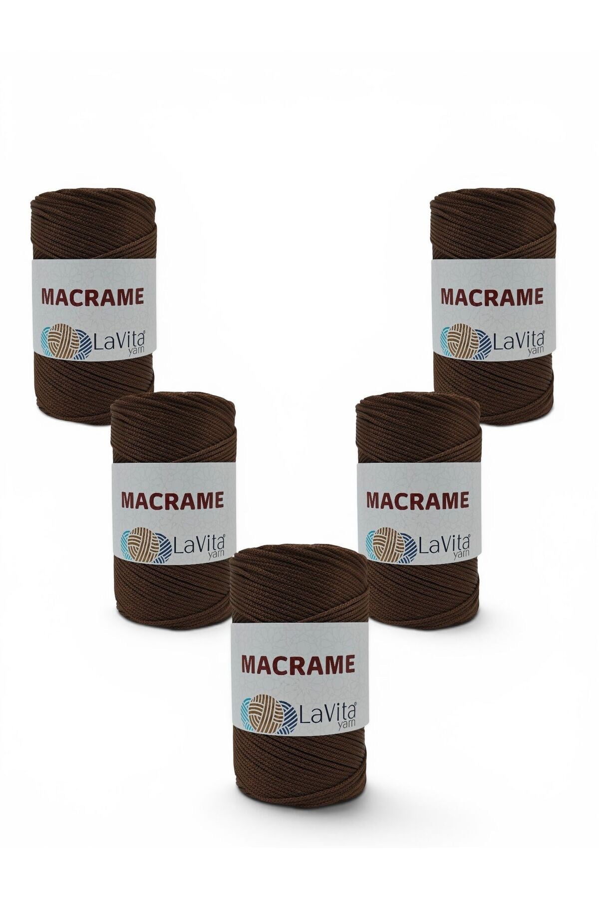 LaVita Macrame El Örgü İpi %100 Polyester 1 KİLOGRAM 5 ADET (2080 KAHVE)