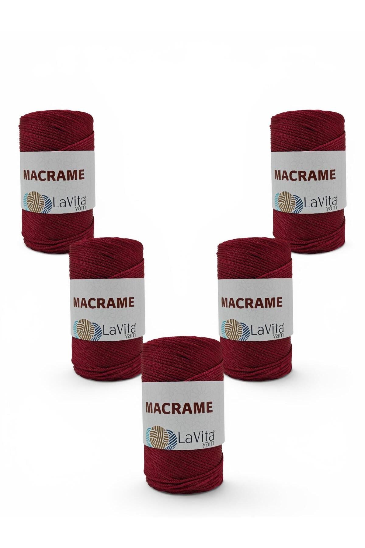 LaVita Macrame El Örgü İpi %100 Polyester 1 KİLOGRAM 5 ADET (1560 BORDO)
