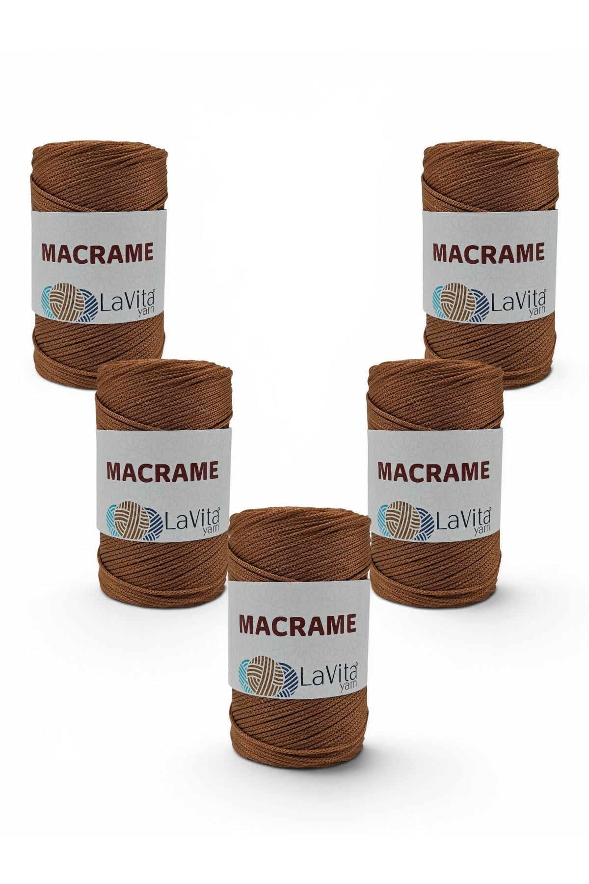 LaVita Macrame El Örgü İpi %100 Polyester 1 KİLOGRAM 5 ADET (200 KAHVE)