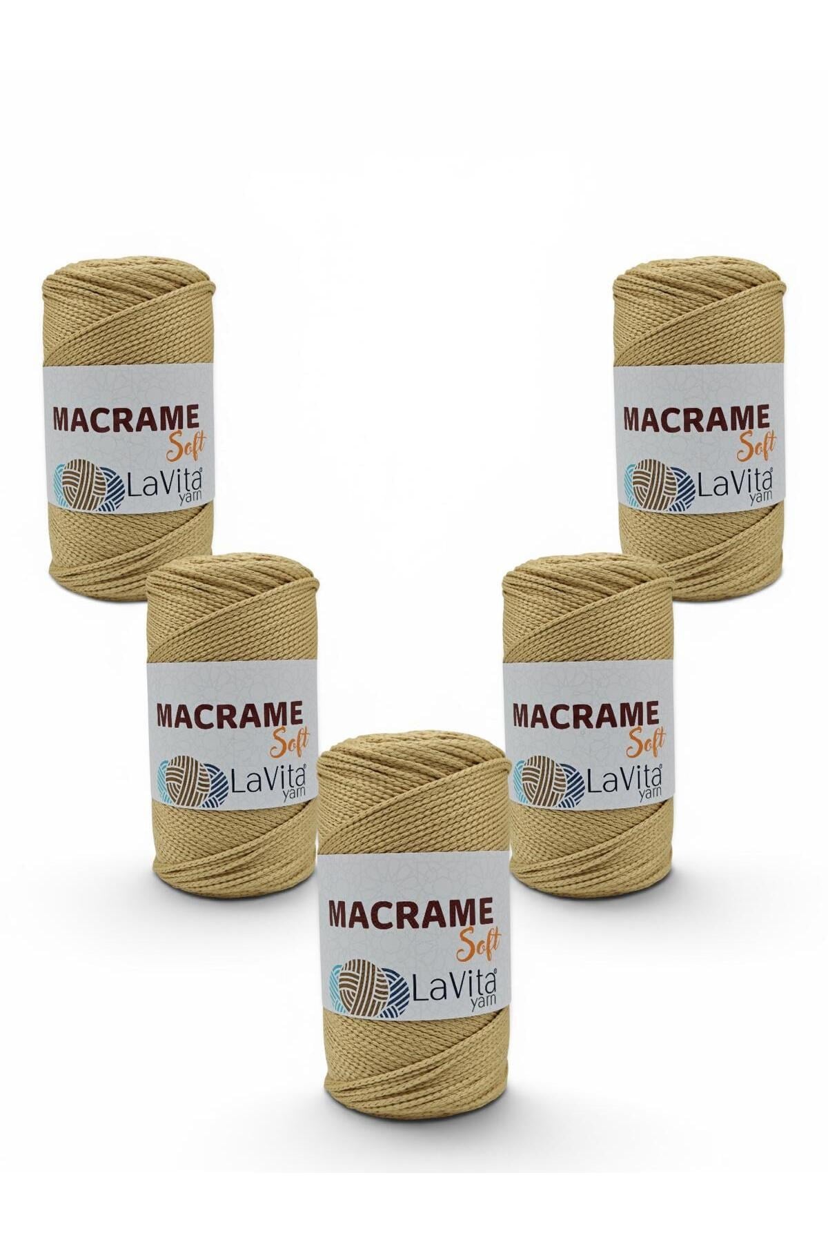 LaVita Macrame Soft El Örgü İpi %100 Polyester 1 KİLOGRAM 5 ADET (2035 ALTIN)