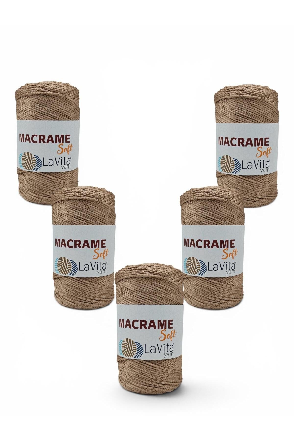 LaVita Macrame Soft El Örgü İpi %100 Polyester 1 KİLOGRAM 5 ADET (7227 VİZON)