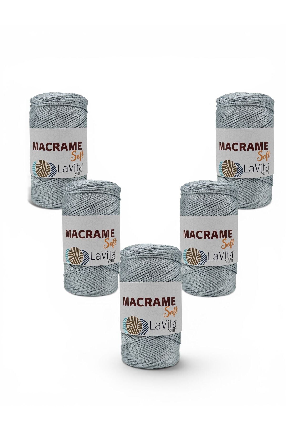LaVita Macrame Soft El Örgü İpi %100 Polyester 1 KİLOGRAM 5 ADET (5050 GÜMÜŞ)