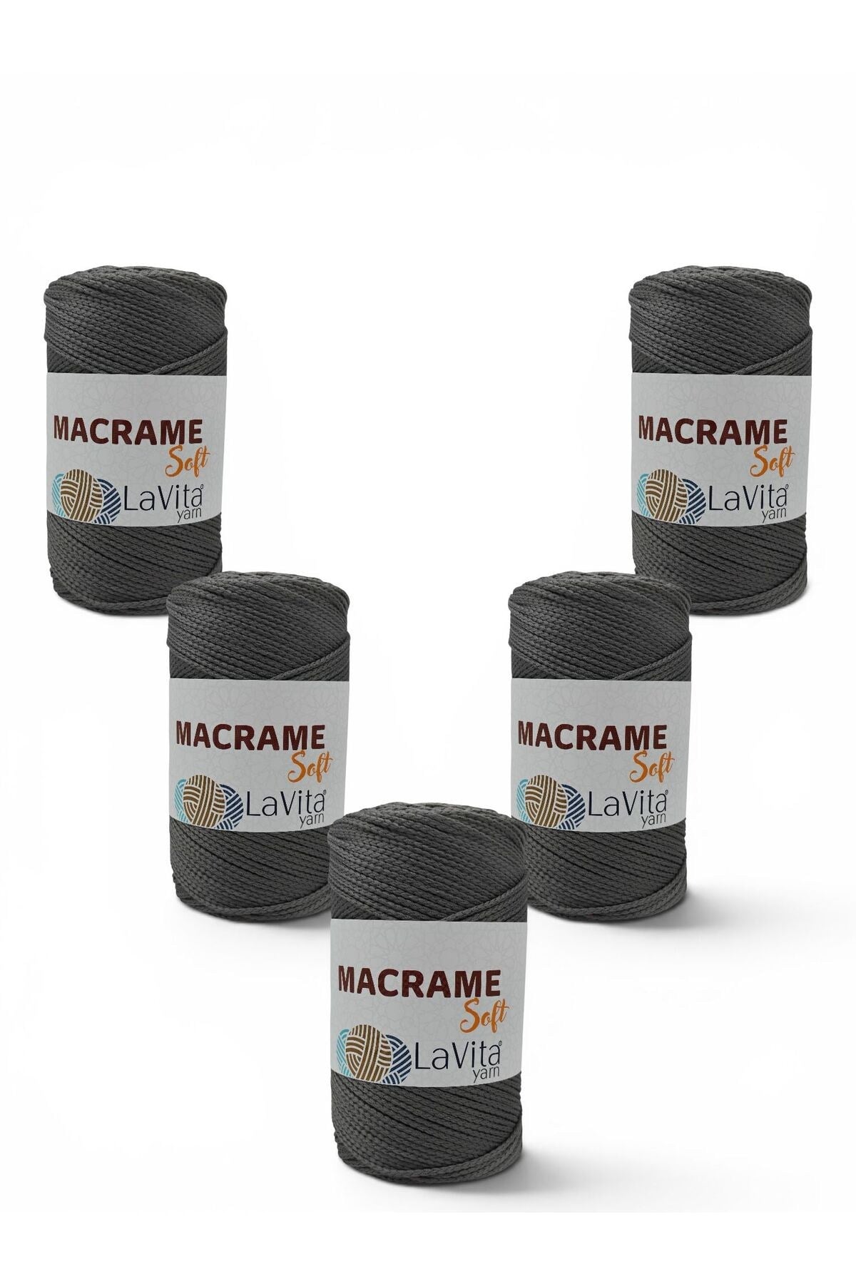 LaVita Macrame Soft El Örgü İpi %100 Polyester 1 KİLOGRAM 5 ADET (6049 FÜME)