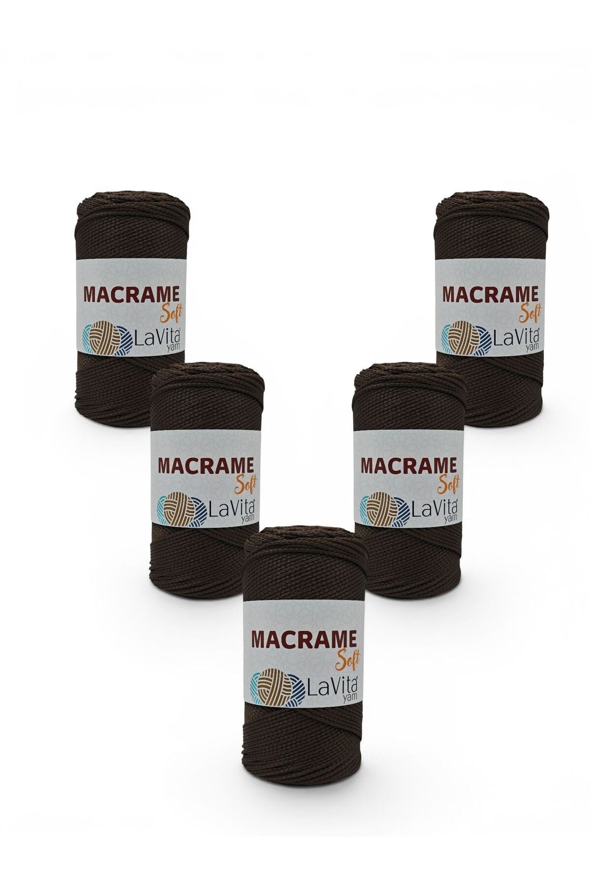LaVita Macrame Soft El Örgü İpi %100 Polyester 1 KİLOGRAM 5 ADET (7129 ACI KAHVE)