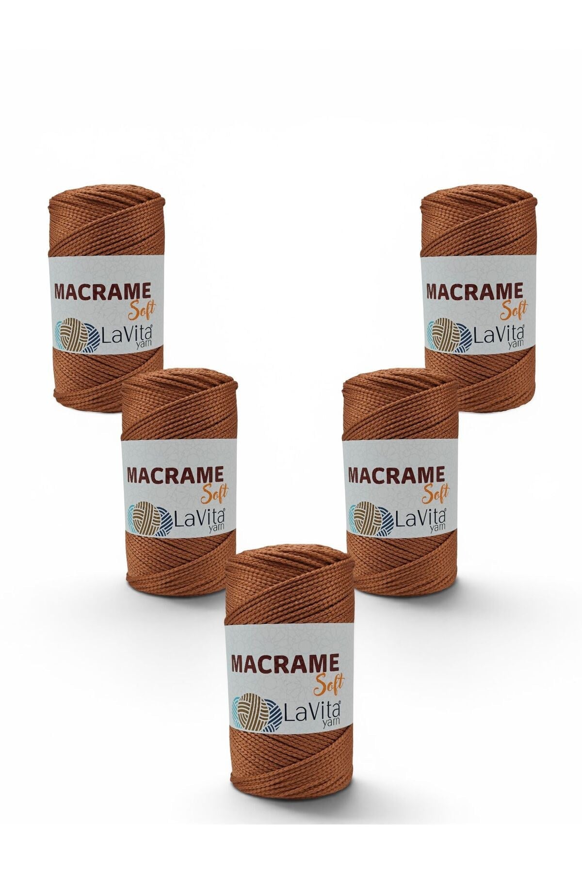 LaVita Macrame Soft El Örgü İpi %100 Polyester 1 KİLOGRAM 5 ADET (3104 AÇIK KİREMİT)