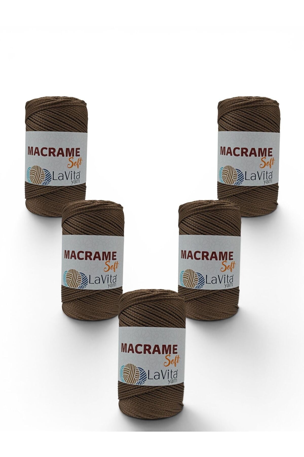 LaVita Macrame Soft El Örgü İpi %100 Polyester 1 KİLOGRAM 5 ADET (7014 TOPRAK)