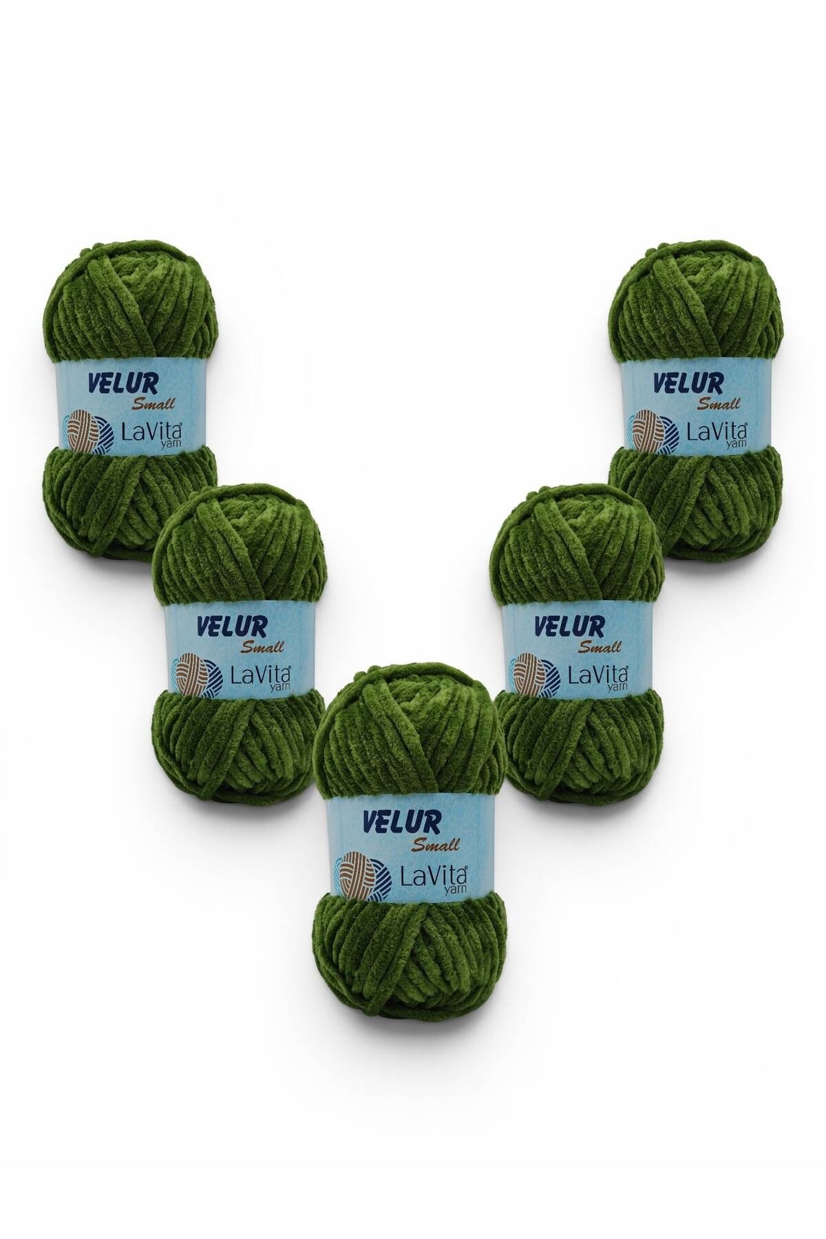 LaVita Velur Small Kadife El Örgü İpi %100 Polyester 250gr 5 ADET (8119 ÇİMEN YEŞİLİ)